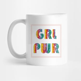 Girl Power Statement in Rainbow Colors with tiny Flowers Mug